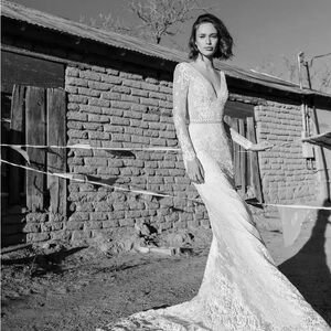 FLORA BRIDAL | Carmen - Elegant White Lace Long Sleeve Dress gown.